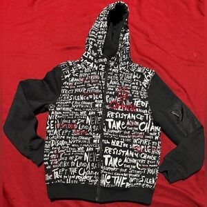 Sean John Black and White Text Hoodie